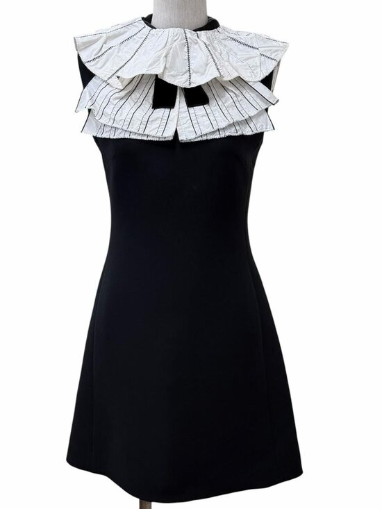 Louis Vuitton Dresses & Skirts - Louis Vuitton Wool Silk Blend Ribbon Collar Logo Zip Knee Length Sleeveless